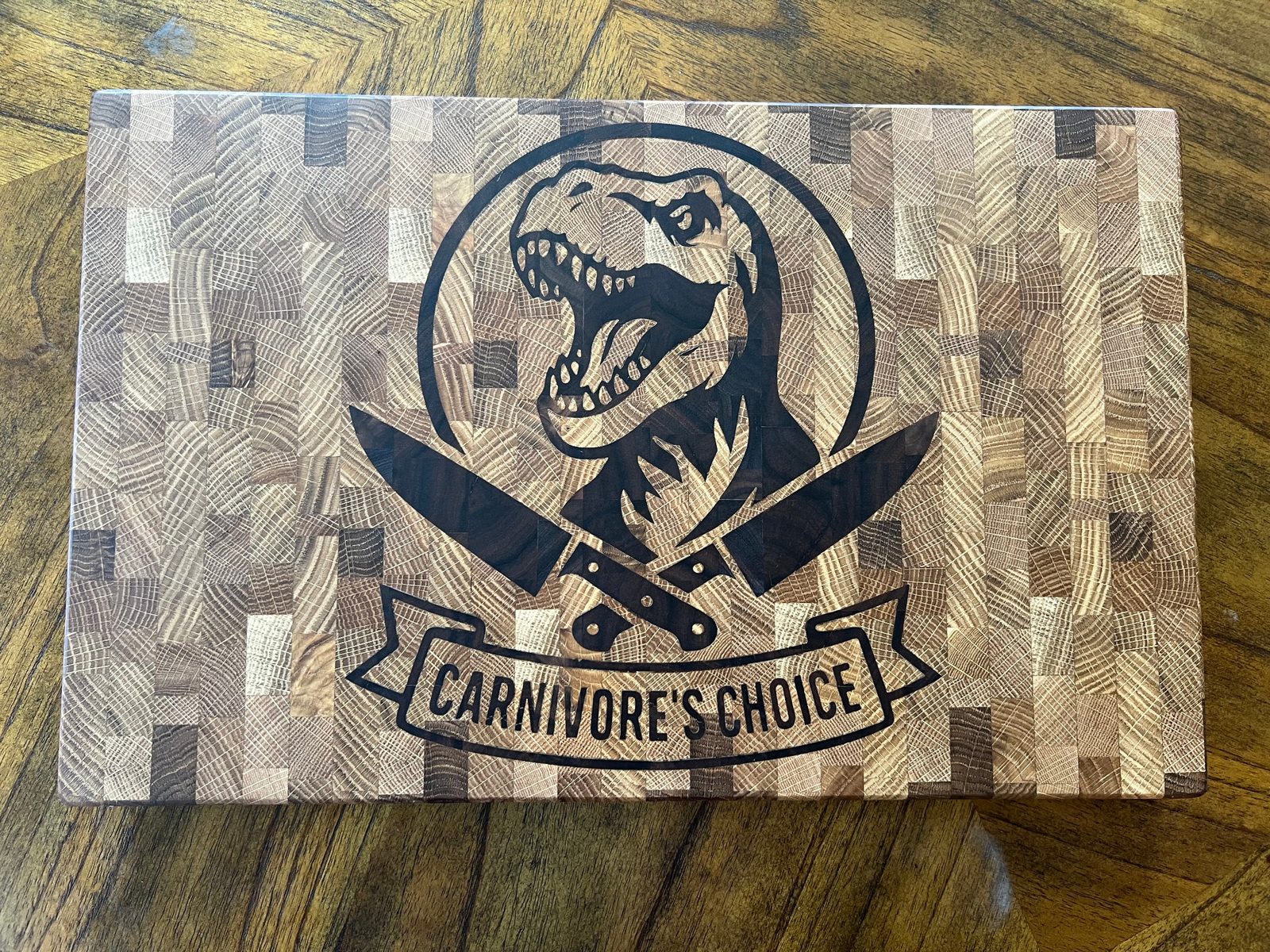 Dinosaur End Grain Cutting Board Featured Image