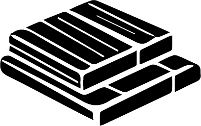 Stacked hardwood boards icon representing quality materials